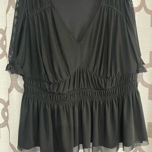 Ava & Viv Black V-Neck Blouse